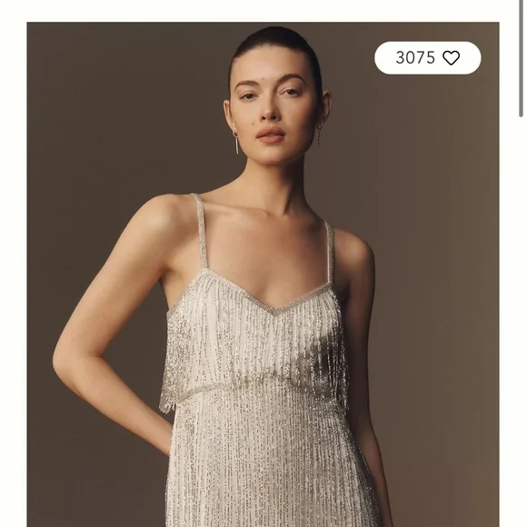 BHLDN Rhinestone Fringe Mini Dress Wedding Reception Second Look -  www.sanvalentin.cl